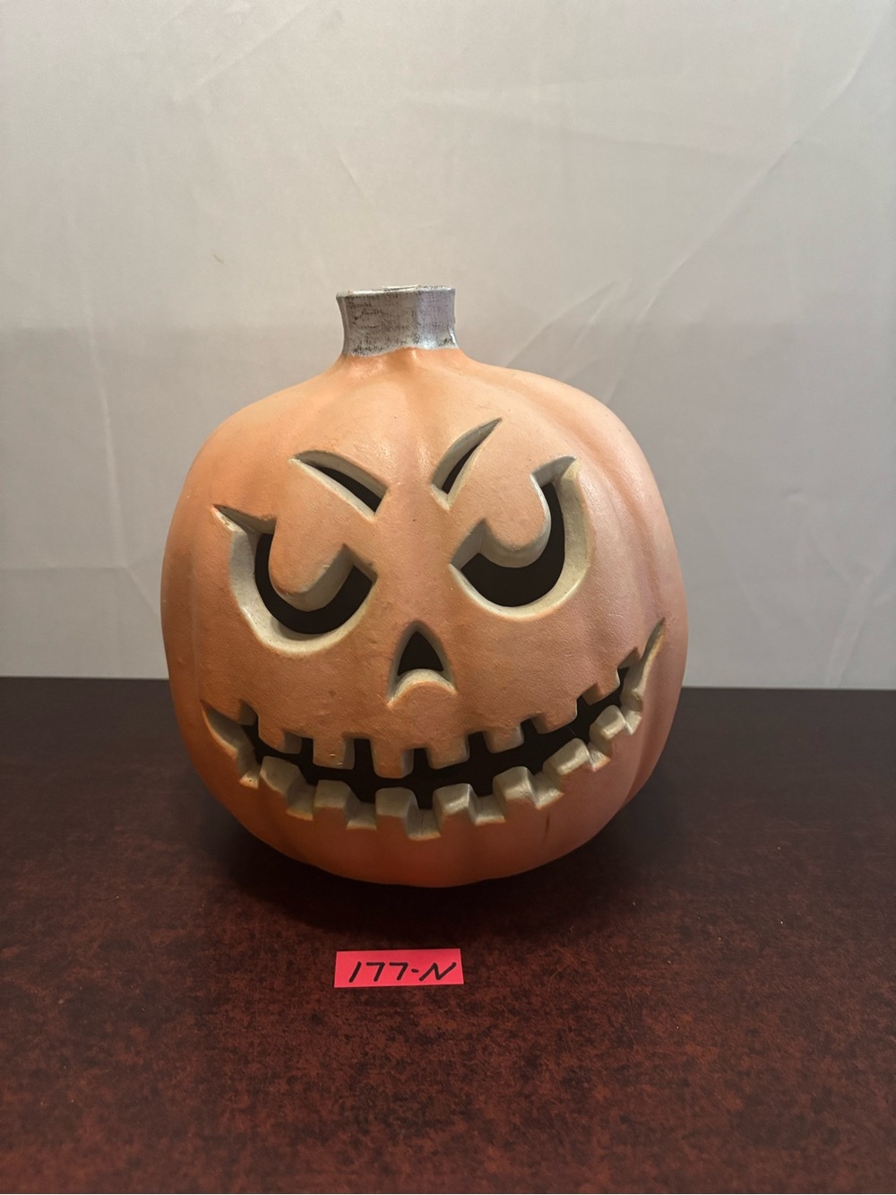 RARE vintage Halloween plastic Blowmold, evil zipper mouth pumpkin lighted lamp